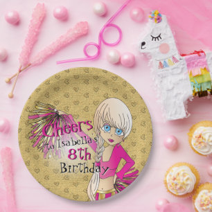 Cheerleader Birthday Girl - Pink Paper Plate