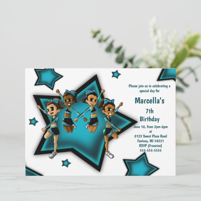 Cheerleader Birthday Party  Invitation (Standing Front)