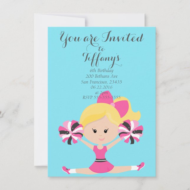 Cheerleader Birthday Party Invitation (Front)