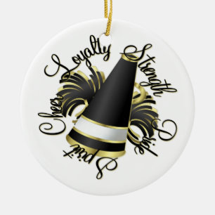 Cheerleader Black and Gold Qualities Ceramic Tree Decoration