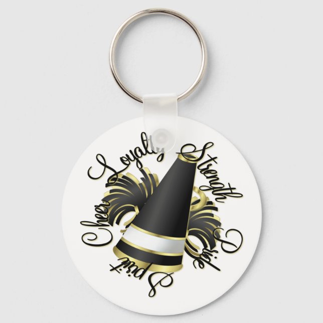 Cheerleader Black and Gold Qualities Key Ring (Front)