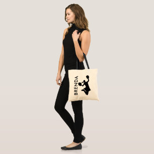 Cheerleader black silhouette monogram  tote bag