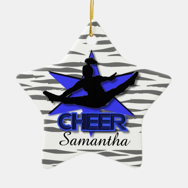 Cheerleader Blue tiger Christmas ornament (Front)