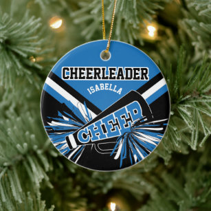 Cheerleader 📣💖 - Blue, White and Black Ceramic Tree Decoration