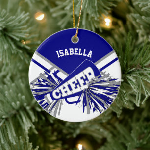 Cheerleader 📣💖 - Blue, White and Grey Ceramic Tree Decoration