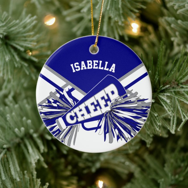Cheerleader 📣💖 - Blue, White and Grey Ceramic Tree Decoration (Tree)