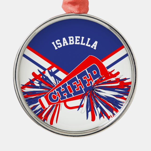 Cheerleader 📣💖 - Blue, White and Red Metal Tree Decoration (Front)