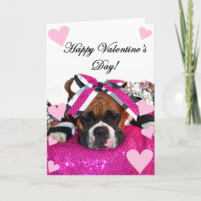 Cheerleader Boxer Happy Valentine's Day card (Front)