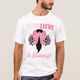 Cheerleader Breast Cancer Shirt Pink Bow Cheer Gif