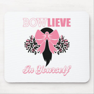 Cheerleader Breast Cancer Shirt Pink Bow Cheer Gif Mouse Mat