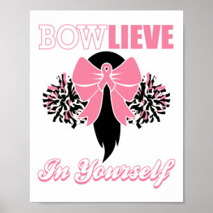 Cheerleader Breast Cancer Shirt Pink Bow Cheer Gif Poster