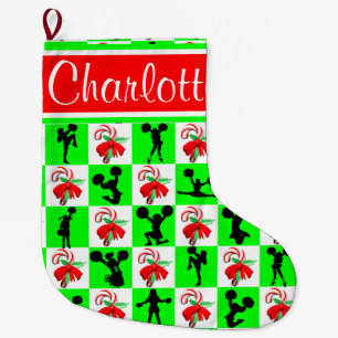CHEERLEADER CANDY CANE CHRISTMAS STOCKING