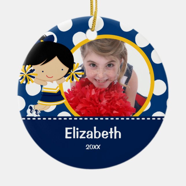 Cheerleader Cheer Photo Christmas Ornament (Front)