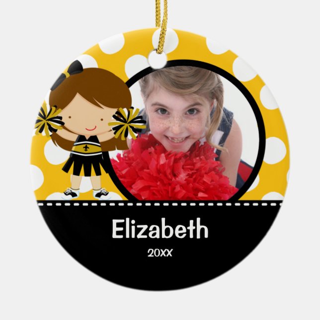 Cheerleader Cheer Photo Christmas Ornament (Front)