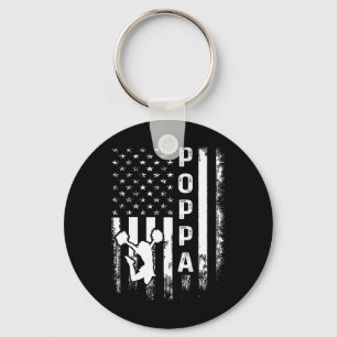 Cheerleader Cheer Poppa America Flag Vintage Xmas Key Ring