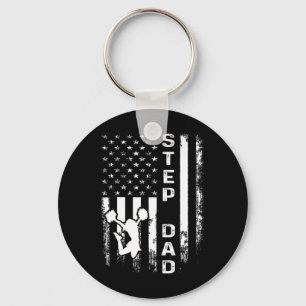 Cheerleader Cheer Step Dad America Flag Vintage Xm Key Ring