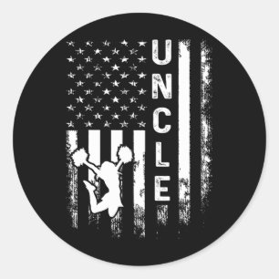 Cheerleader Cheer Uncle America Flag Vintage Xmas  Classic Round Sticker