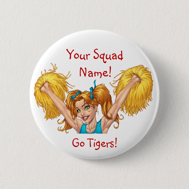 Cheerleader Cheerleading Customisable Button (Front)