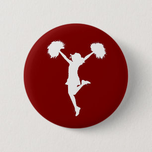 Cheerleader Cheerleading Outline Art by Al Rio 6 Cm Round Badge