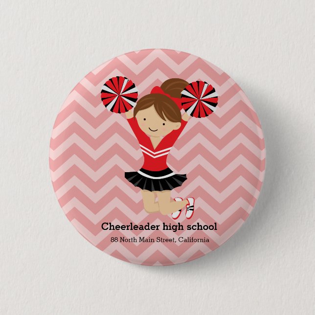 Cheerleader, choose your own background colour 6 cm round badge (Front)