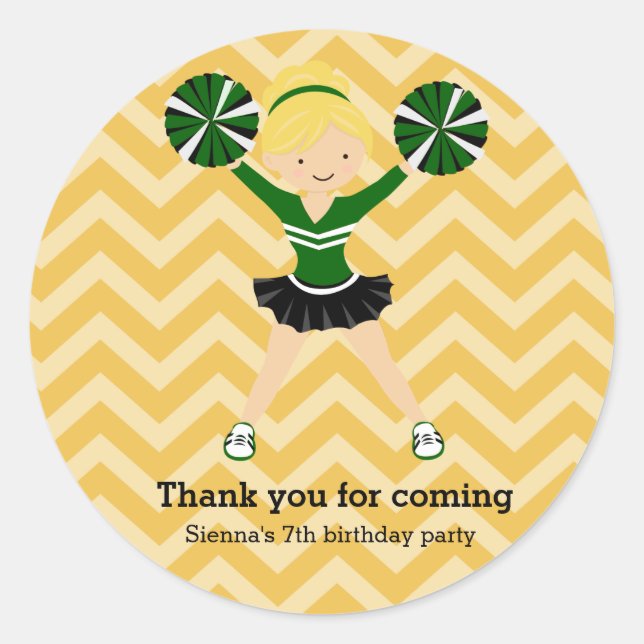 Cheerleader, choose your own background colour classic round sticker (Front)