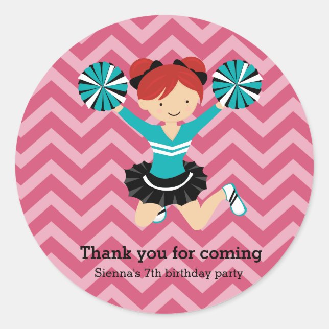 Cheerleader, choose your own background colour classic round sticker (Front)