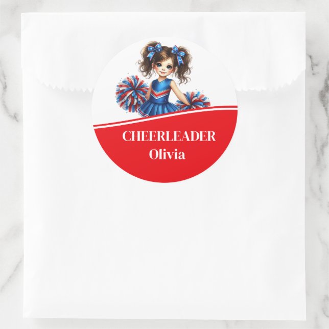 Cheerleader  classic round sticker (Bag)