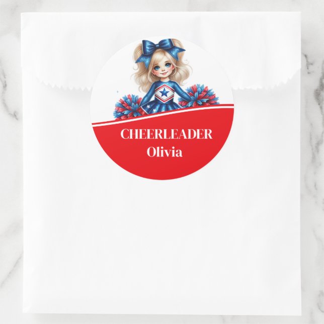 Cheerleader  classic round sticker (Bag)