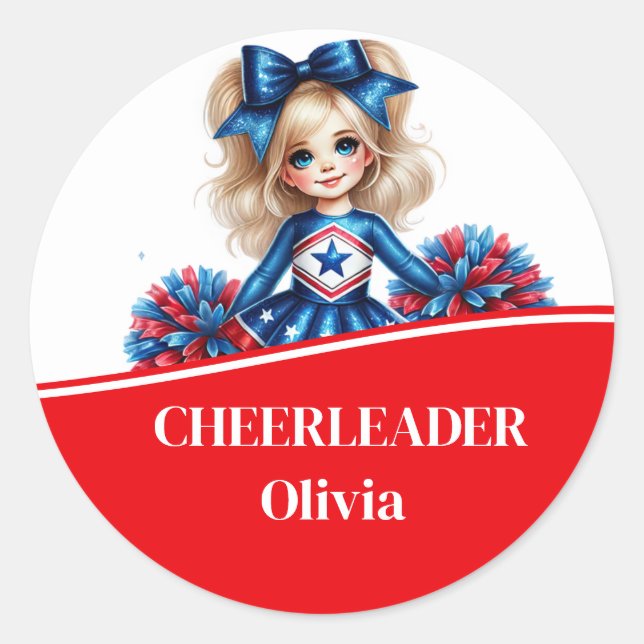 Cheerleader  classic round sticker (Front)