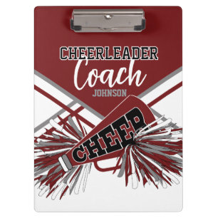 Cheerleader Coach - Maroon Red, Gary & White Clipboard