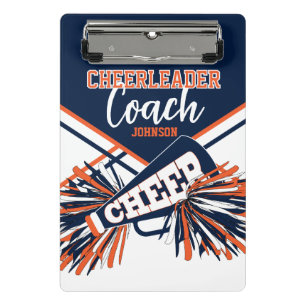 Cheerleader Coach - Navy Blue, Orange & White Mini Clipboard