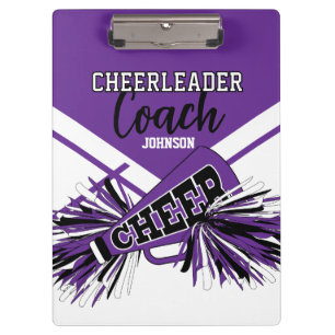 Cheerleader Coach - Purple, Black & White Clipboard