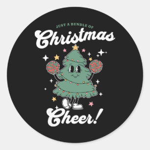 Cheerleader Cute Christmas Tree Cheerleading Women Classic Round Sticker