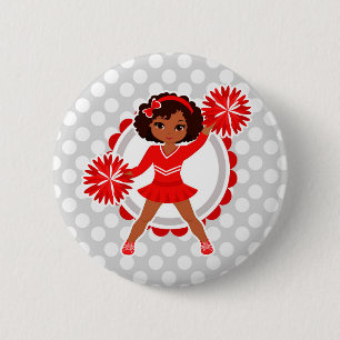 Cheerleader - Cute Red African American Cheer 6 Cm Round Badge