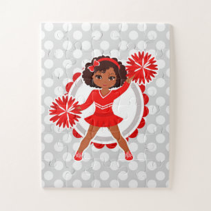 Cheerleader - Cute Red African American Cheer Jigsaw Puzzle