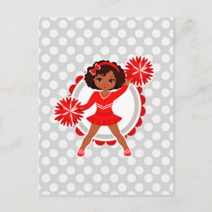 Cheerleader - Cute Red African American Cheer Postcard