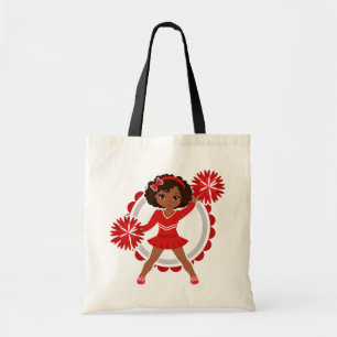 Cheerleader - Cute Red African American Cheer Tote Bag