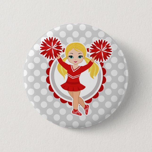 Cheerleader - Cute Red Blonde Cheer 6 Cm Round Badge (Front)