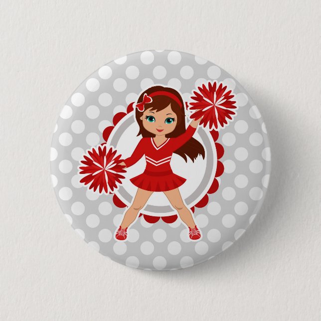 Cheerleader - Cute Red Brunette Cheer 6 Cm Round Badge (Front)