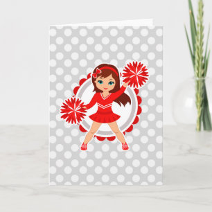 Cheerleader - Cute Red Brunette Cheer Card
