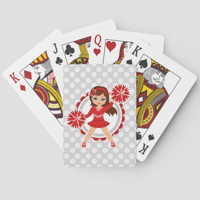 Cheerleader - Cute Red Brunette Cheer Playing Cards (Back)