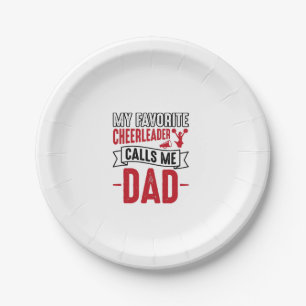Cheerleader Dad Vintage Engraving Shirt Design_1 Paper Plate