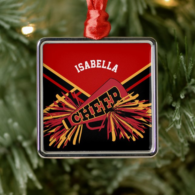 Cheerleader 📣💖 - Dark Red, Black and Gold Metal Tree Decoration (Tree)