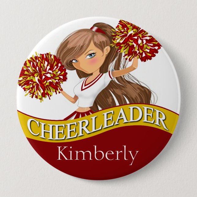 Cheerleader DIY choose your school colours | gold 10 Cm Round Badge (Front)