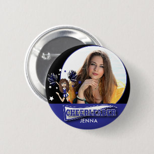 Cheerleader - DIY Photo -  Dark Blue 6 Cm Round Badge