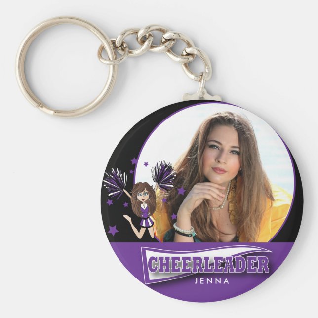 Cheerleader - DIY Photo -  Purple Key Ring (Front)
