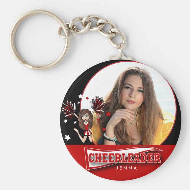 Cheerleader - DIY Photo -  Red Key Ring (Front)