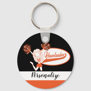 Cheerleader - DIY Text - Orange Key Ring