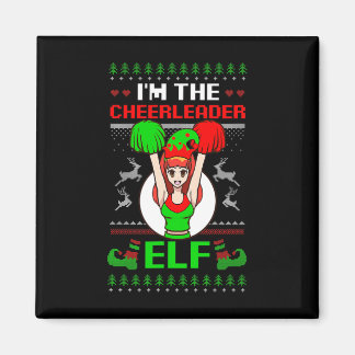 Cheerleader Elf Design Christmas Cheerleading  Magnet