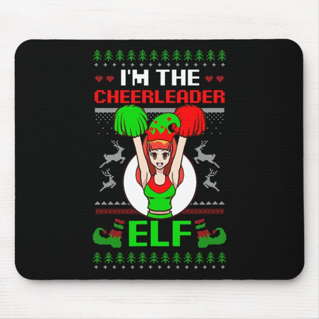 Cheerleader Elf Design Christmas Cheerleading  Mouse Mat (Front)